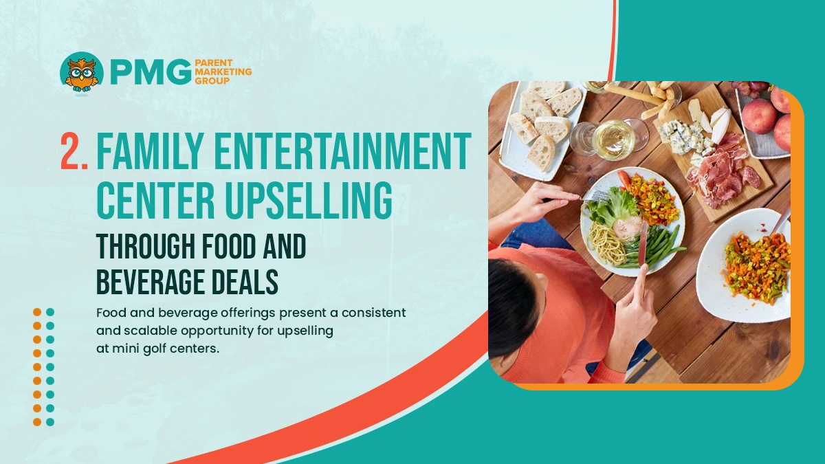 Family entertainment center upselling through food and beverage deals