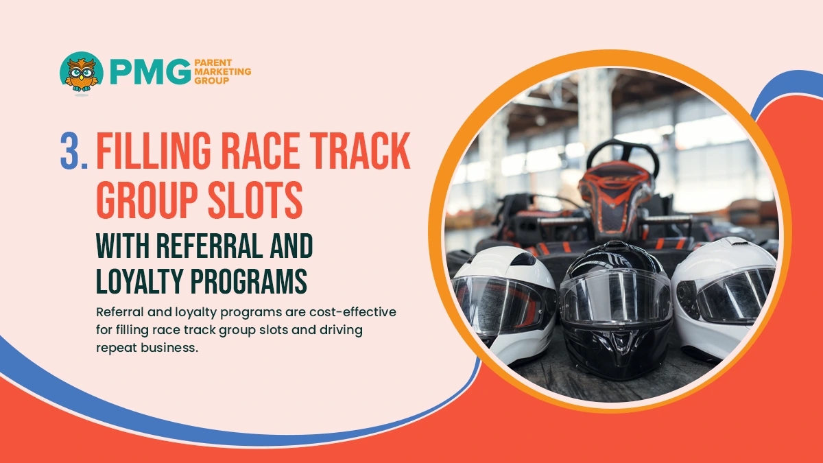 filling race track group slots with referral and loyal programs